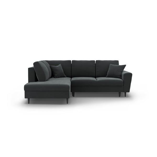 Tamno siva baršunasti sklopiva/s prostorom za odlaganje kutna garnitura (s lijevim kutom/u obliku slova L) Kyoto – Cosmopolitan Design