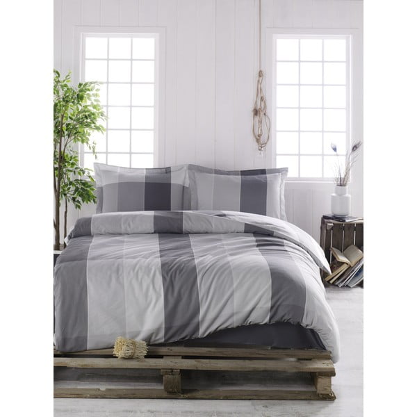 Siva pamučna posteljina za bračni krevet 200x200 cm Clark – Mijolnir