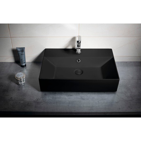 Crni keramički umivaonik 60x42 cm Sistema – Sapho-image-1