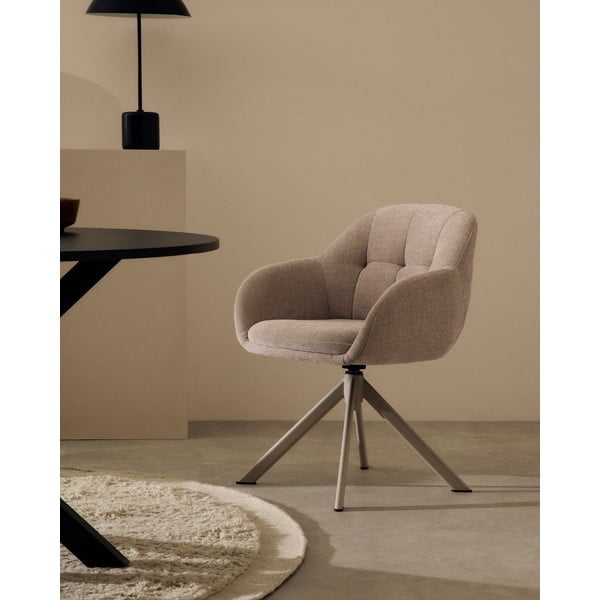 Bež podstavljena blagovaonska stolica s naslonima za ruke Dorina – Kave Home-image-1