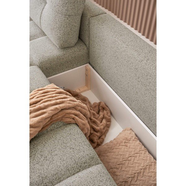 Svjetlo smeđa sklopiva/s prostorom za odlaganje kutna garnitura (s lijevim kutom) Lulu – Miuform-image-2