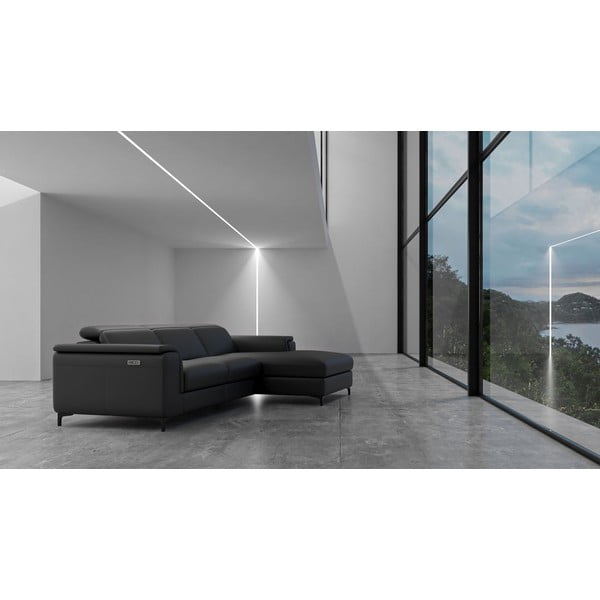 Tamno siva kožna kutna garnitura (s desnim kutom) Brito – MESONICA-image-1