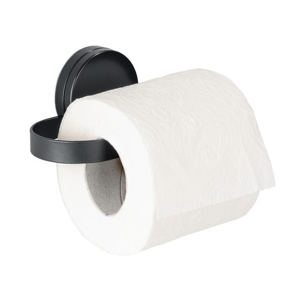 Crni držač za toalet papir Wenko Static-Loc® Pavia