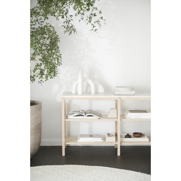 Smeđe-bež konzolni stol s kamenom pločom 140x40 cm Orwel - Rowico-image-1