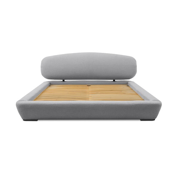 Sivi tapecirani bračni krevet s podnicom 160x200 cm Odette – Scandic-image-3