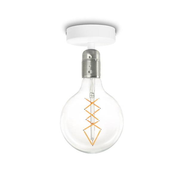 Bijela stropna lampa sa srebrnim grlom Bulb Attact Uno