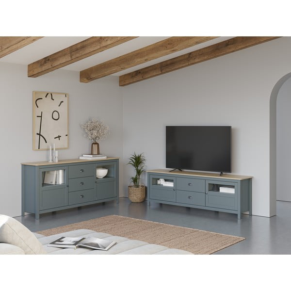 Komoda prljavo zelena od masivnog bora 180x80x40 cm Misti – Marckeric-image-1