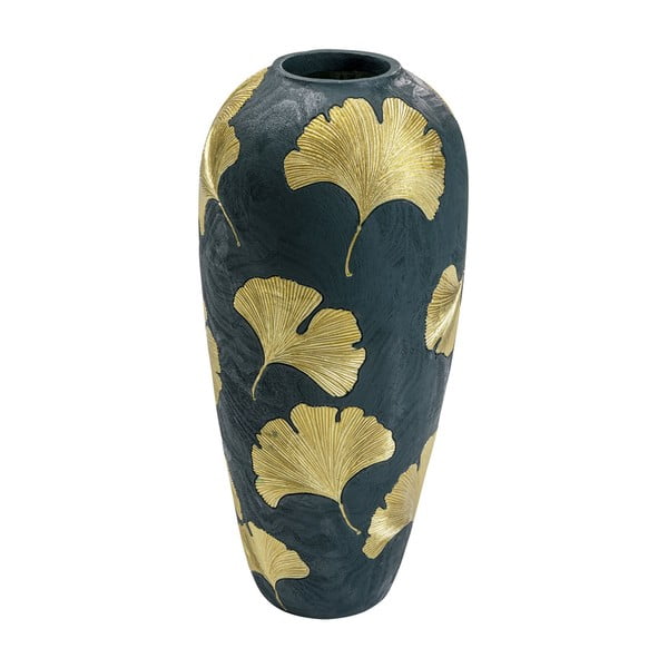 Tamnozelena vaza sa zlatnim listovima Kare Design legance, visina 74 cm
