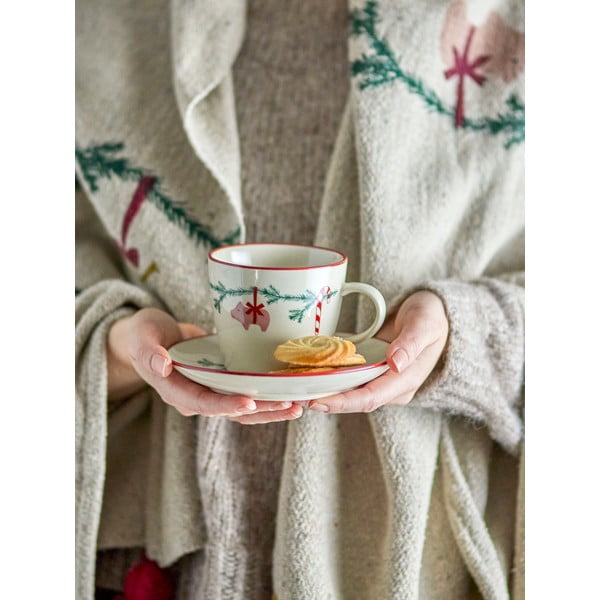 Krem šalica za cappuccino s božićnim motivom od kamenine 300 ml Yule – Bloomingville-image-1