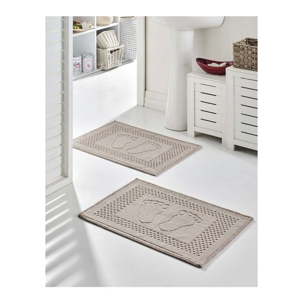 Set od 2 sive pamučne prostirke za kupanje Bathmat Garrudo, 50 x 70 cm