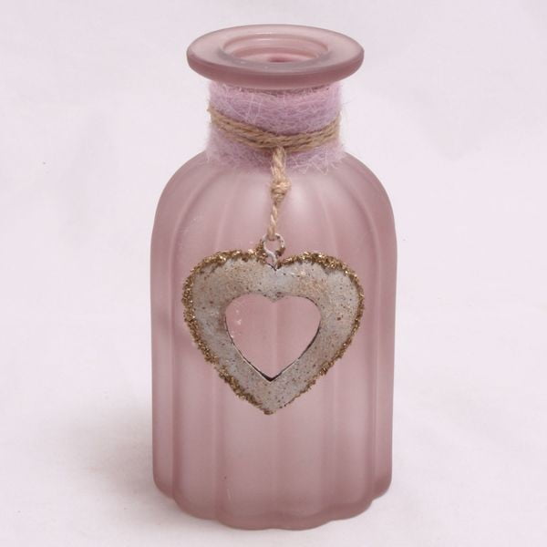 Stara ružičasta vaza sa slamnatim ukrasom Dakls Heart