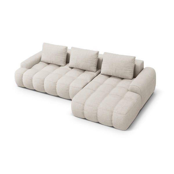 Bež sklopiva/s prostorom za odlaganje kutna garnitura (s desnim kutom/s ležaljkom) Linz – Cosmopolitan Design-image-2