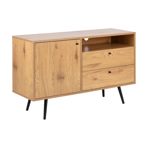 Crna/u prirodnoj boji TV komoda u dekoru hrasta 124x75 cm Wilma – Actona-image-2
