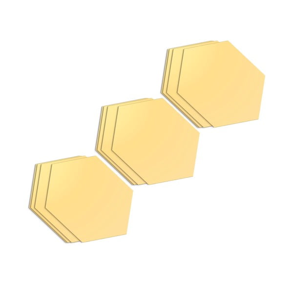Set zidnih naljepnica 12 kom 17x20 cm Hexagons Gold - Ambiance-image-2