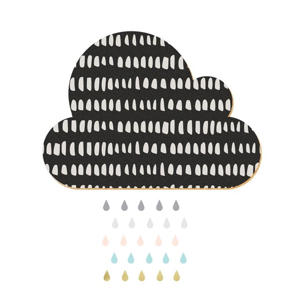 Ukrasna samoljepljiva oglasna ploča Dekornik Black Cloud With Pastel Drops, 57 x 40 cm