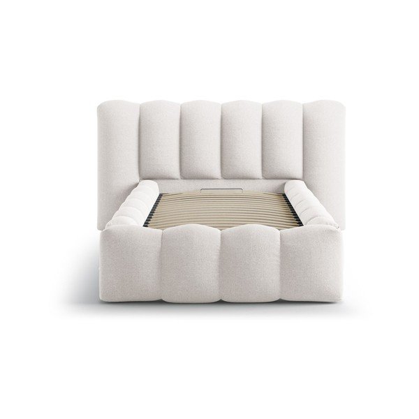 Krem tapecirani krevet s prostorom za odlaganje s podnicom 90x200 cm Lupine – Micadoni -image-3