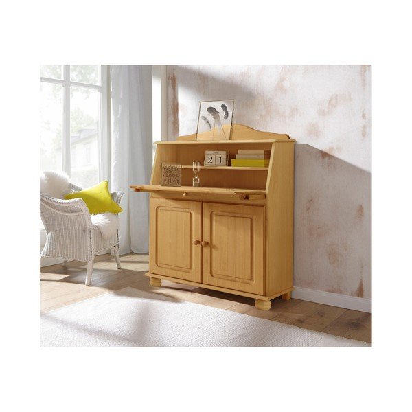 Visoka komoda od masivnog bora s radnim stolom u prirodnoj boji 107x39 cm Mette – Støraa-image-3