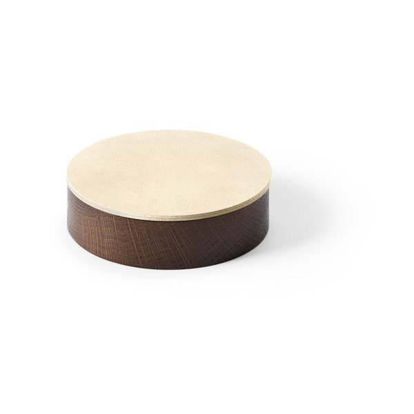 Smeđa/krem drvena/od eko kože kutija za pohranu s poklopcem/dekorativna ø 11x3,5 cm Circle Nupo – LIND DNA