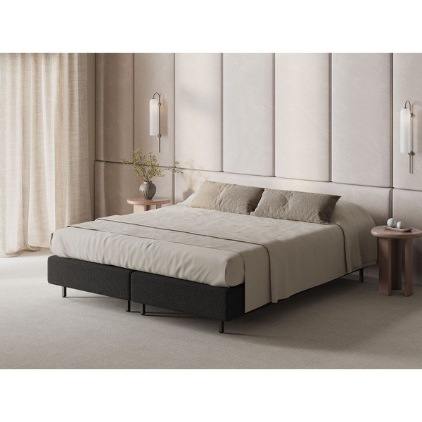 Crni tapecirani krevet bez uzglavlja 90x200 cm Whale – Micadoni -image-1