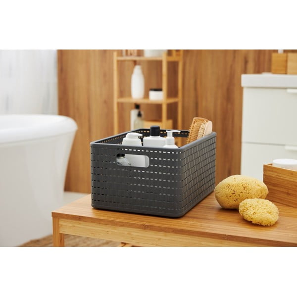 Tamno siva košara za pohranu od reciklirane plastike Country - Rotho-image-4