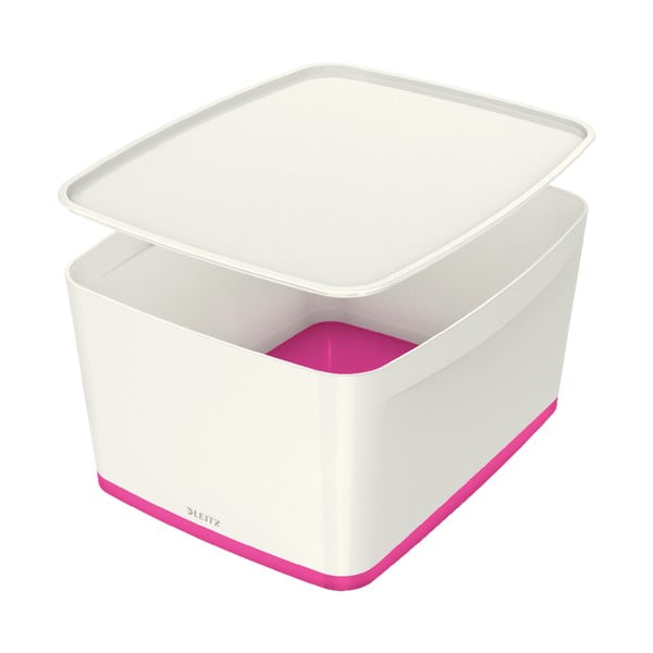 Bijela/ružičasta plastična kutija za pohranu s poklopcem 32x38.5x20 cm MyBox – Leitz