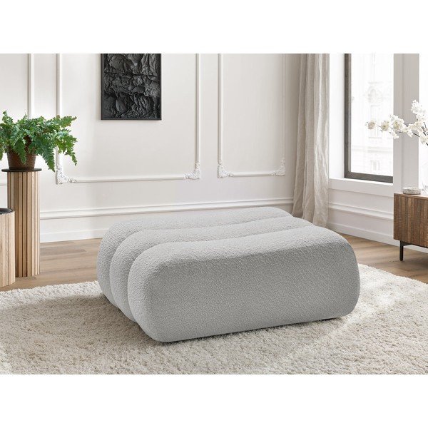 Svijetlo sivi tabure od bouclé tkanine Azra – Bobochic Paris-image-1