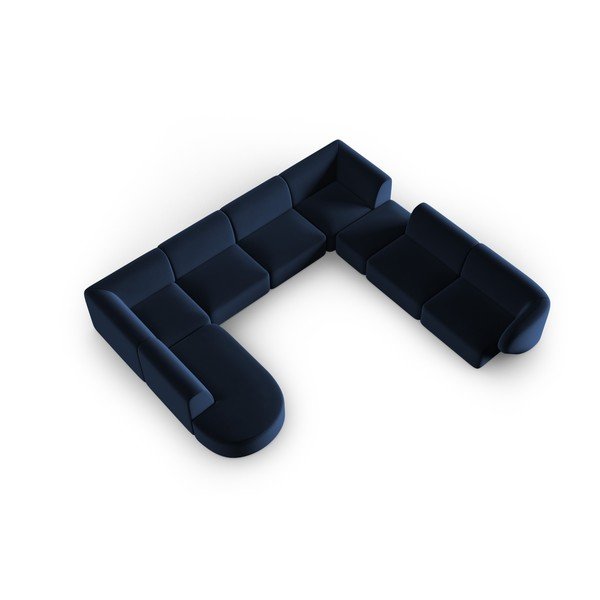 Plava baršunasti kutna garnitura (s desnim kutom/u obliku slova "U") Paolo – Milo Casa-image-1