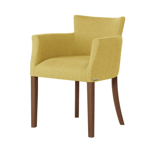 Žuta stolica s tamnosmeđim nogama od bukve Ted Lapidus Maison Santal