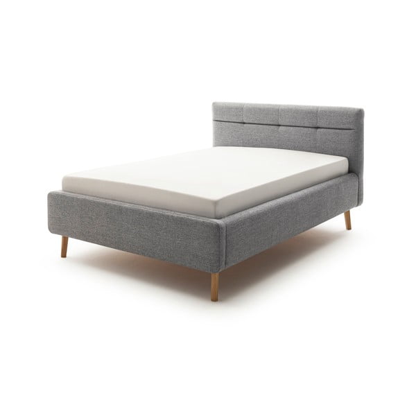 Sivi tapecirani bračni krevet s prostorom za pohranu s podnicom 140x200 cm Lotte - Meise Möbel