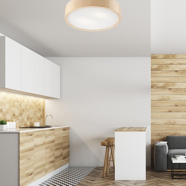 Svjetlo smeđa stropna svjetiljka sa staklenim sjenilom ø 37 cm Eveline – LAMKUR-image-2