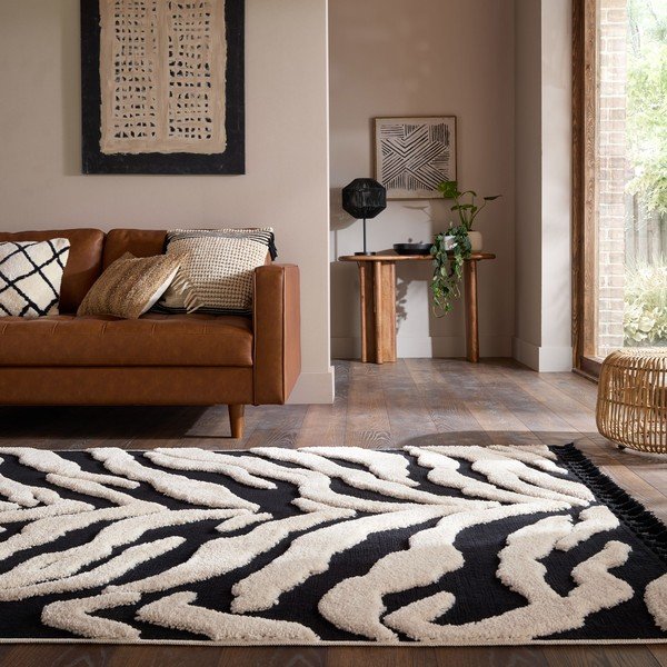 Crno-bijeli tepih 200x300 cm Esra Zebra – Flair Rugs-image-1