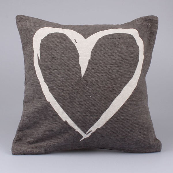 Siva navlaka za jastuk Dakls Heart, 40 x 40 cm