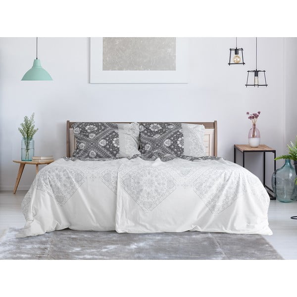 Bijelo-siva posteljina za krevet za jednu osobu od krepa 140x200 cm Top Class – B.E.S.