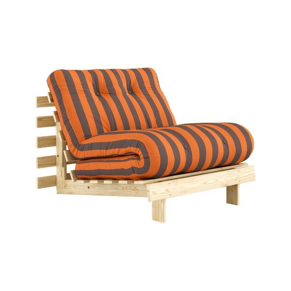 Narančasta/smeđa futon/drvena fotelja Roots – Karup