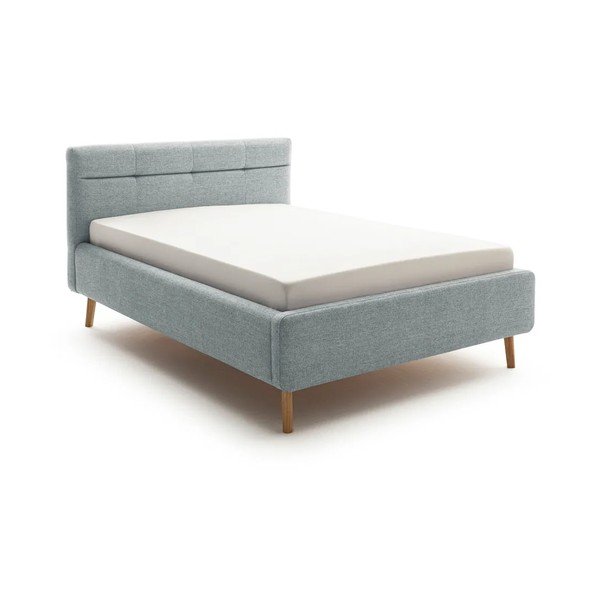 Prljavo plavi tapecirani bračni krevet s prostorom za odlaganje s podnicom 140x200 cm Lotte – Meise Möbel