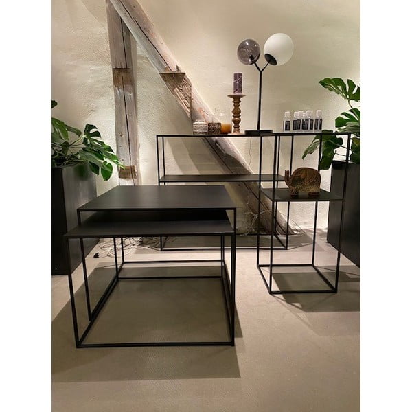 Crni metalni stolići za kavu u setu 2 kom 65x65 cm Pebble – Unique Furniture-image-1