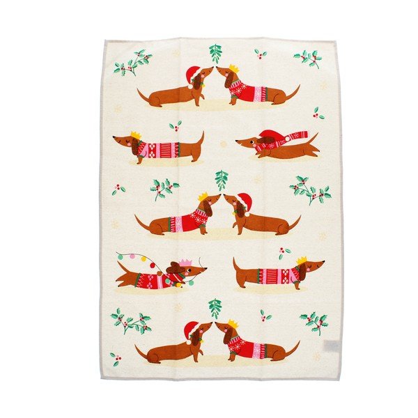 Pamučna kuhinjska krpa 70x50 cm Festive Sausage Dog – Rex London