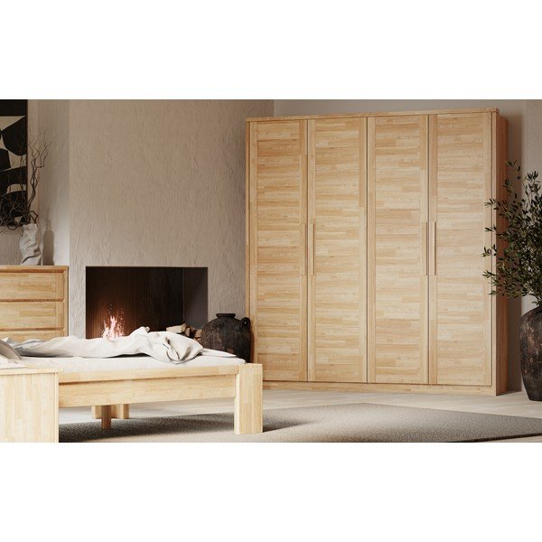 Ormar od punog hrasta u prirodnoj boji 105x220 cm Timo – Olivia Living-image-2