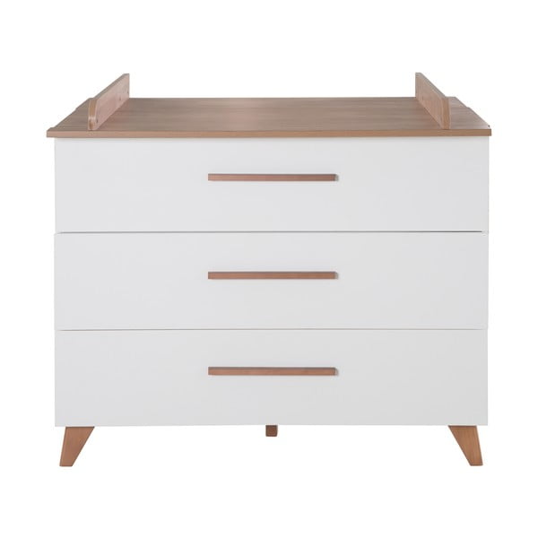 Bijela/u prirodnoj boji niska dječja komoda u dekoru hrasta s promjenjivim stolom 110x98 cm – Roba-image-2