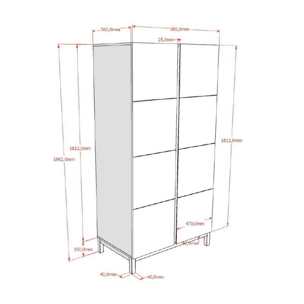 Bijela dječja garderoba 99x196x58 cm Eva – Vipack-image-2