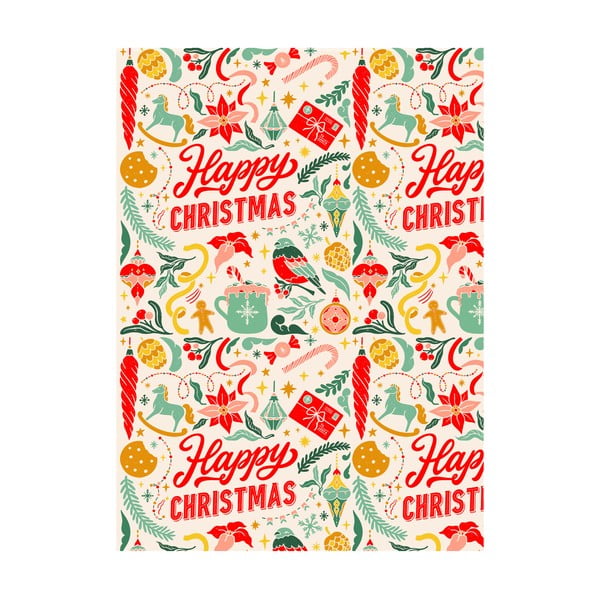 5 listova papira za zamatanje Eleanor stuart Happy Christmas, 50 x 70 cm