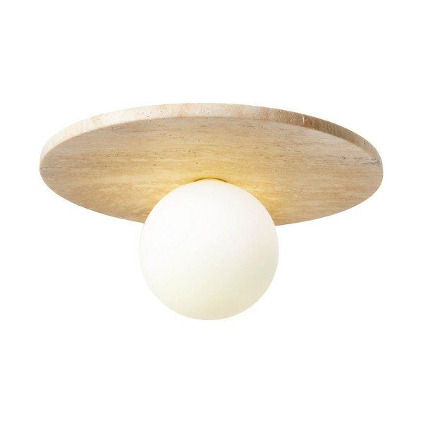Bež stropna svjetiljka od kamenine sa staklenim sjenilom ø 12 cm Hilde – Opviq lights