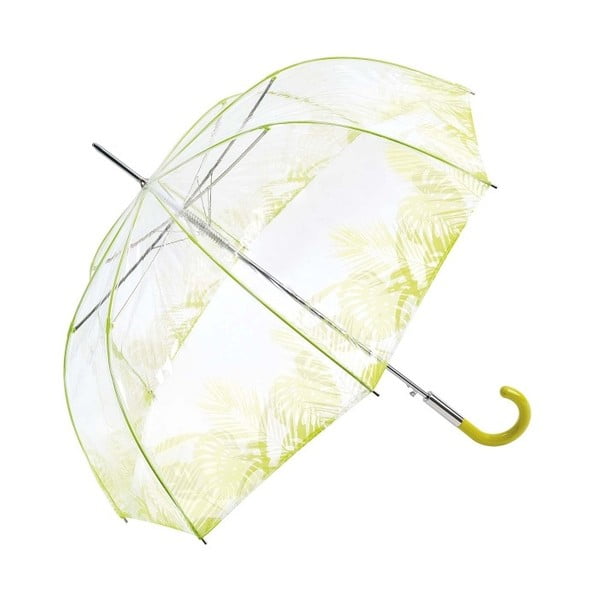 Prozirni štapićasti kišobran sa zelenim detaljima Ambiance Birdcage Tropical Leaves, ⌀ 86 cm
