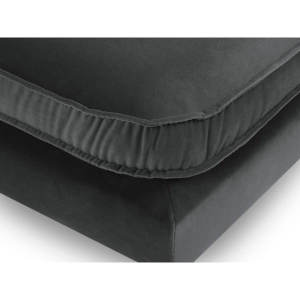 Tamno sivi baršunasti tabure s crnim nogama Kooko Home Lento-image-3