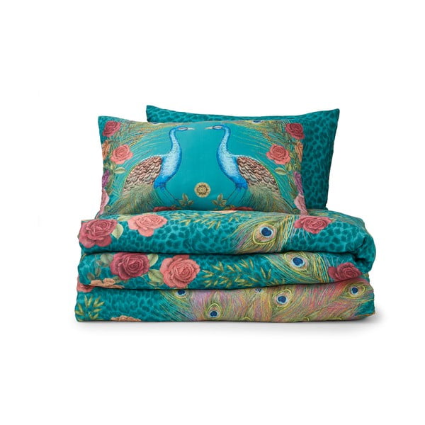 Plavozelena posteljina za krevet za jednu osobu od pamučnog satena 135x200 cm Xanadu Peacock – Matthew Williamson