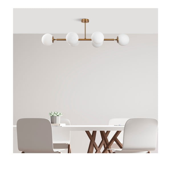 Bijela/u zlatnoj boji stropna svjetiljka sa staklenim sjenilom 40x110 cm Fazli – Opviq lights-image-2