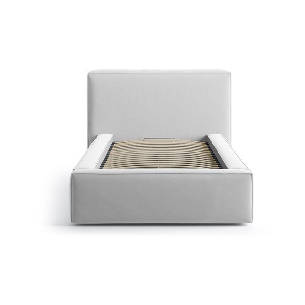 Tapecirani krevet s prostorom za odlaganje s podnicom 90x200 cm u srebrnoj boji Jodie – Micadoni -image-3