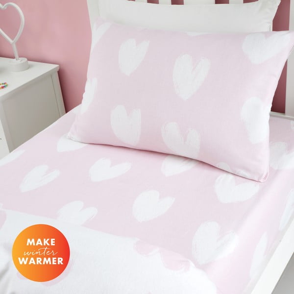 Flanelska dječja plahta za krevet za jednu osobu 90x190 cm Hearts – Catherine Lansfield-image-3