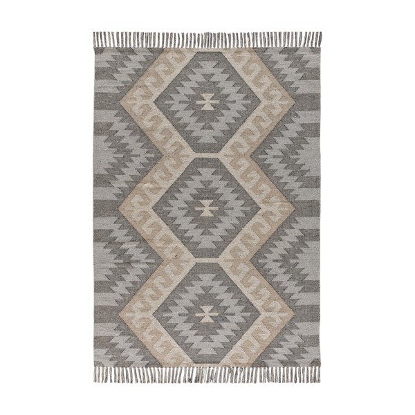 Sivi periv/ručno rađen tepih od recikliranog pamuka 120x170 cm Chandia – Universal