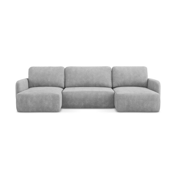 Svijetlo siva sklopiva/s prostorom za pohranu kutna garnitura od šenila (u obliku slova "U") Lilo – Makamii